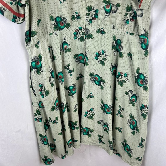 Myrtlewood of California Plus 3X Green Fruit V Neck Short Sleeve Dress Retro - Picture 9 of 11